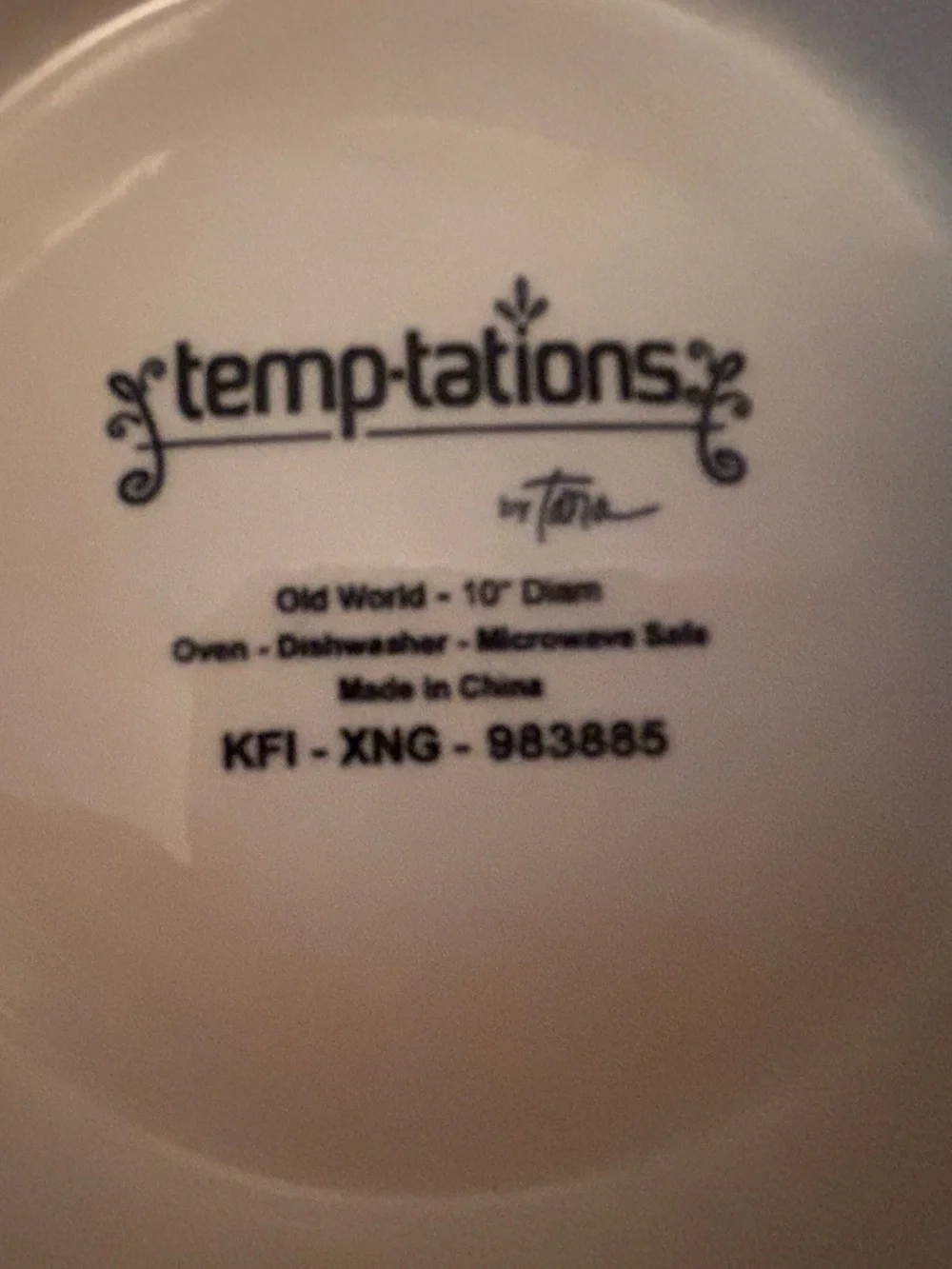 Temp-tations by Tara Round Platter “Old World” pattern